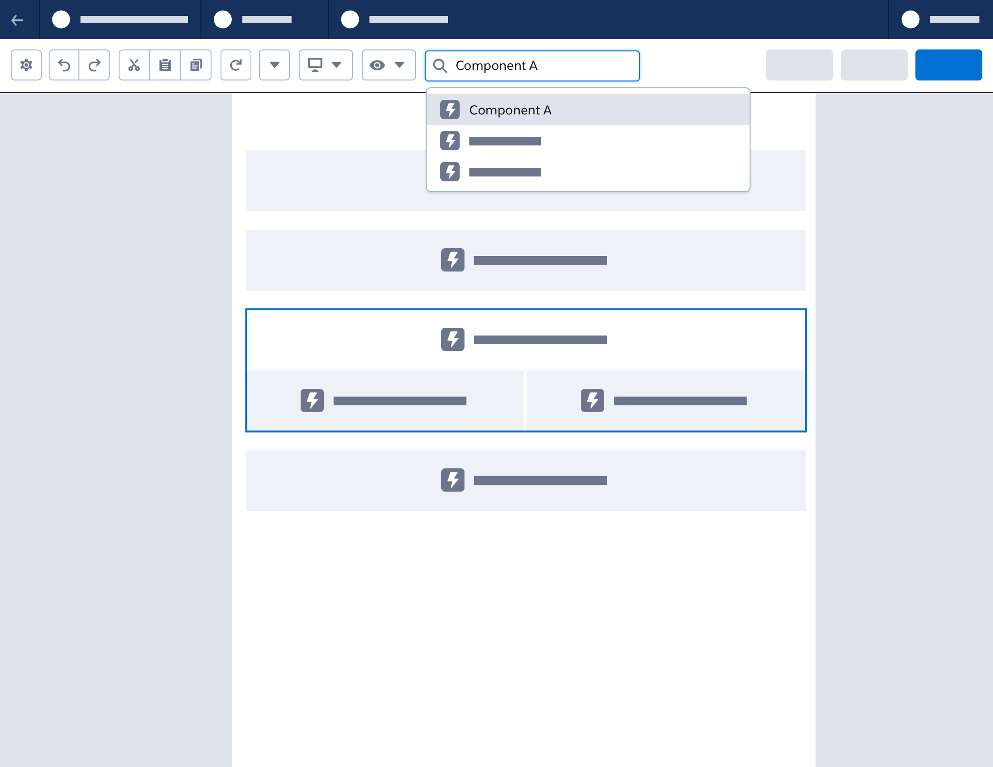 A wireframe showing how Undo and Redo actions affect all areas below the header