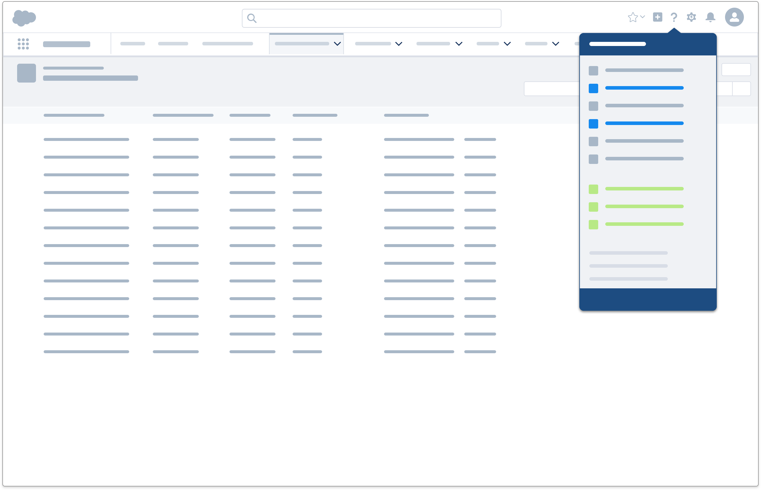 Help menu featured on application wireframe.